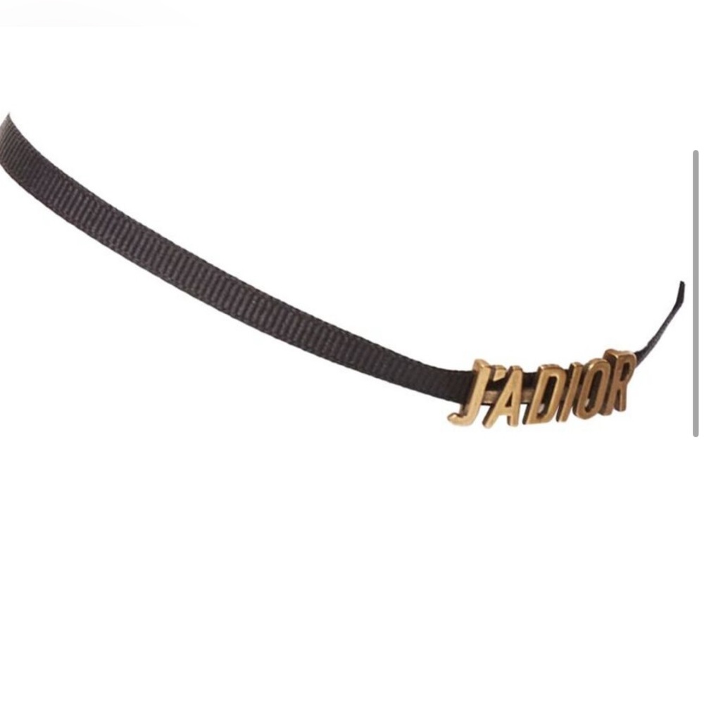 Dior J'adior Antique Gold Logo Ribbon CD Charm Choker Necklace - Picture 3 of 7